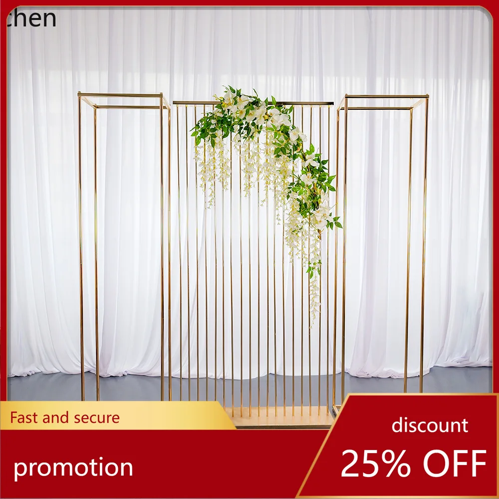 YFY Wedding Decoration Background Stand Electroplated Square Frame High-end Bright gold Geometric Arch Small Size
