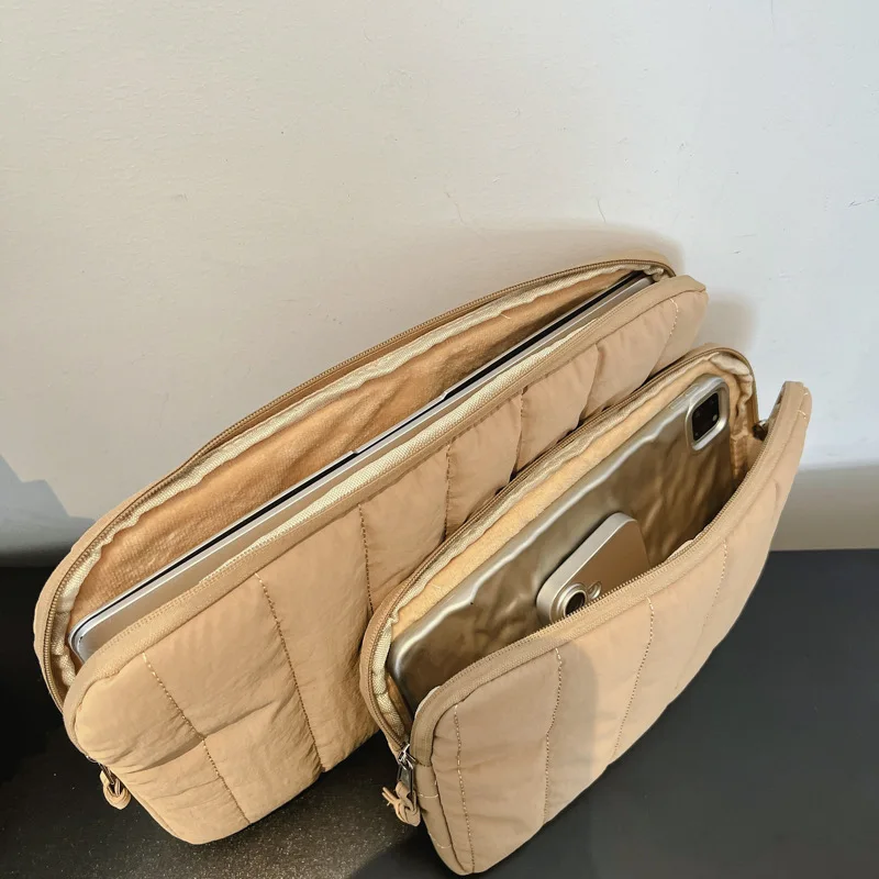 Pokrowiec na laptopa 11/13/14 cali, miękki, w jednolitym kolorze z paskami, etui na MacBook Air Pro, iPad, tablet, modna torba na notebooka, miękka obudowa. — zdjęcie produktu 3