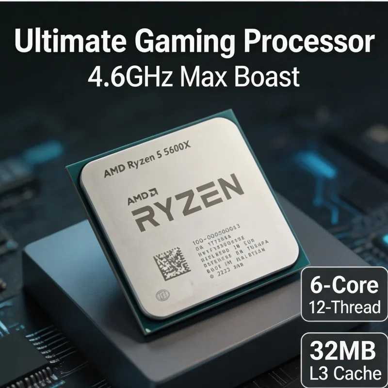 AMD Ryzen 5 5600X 65W TDP 6‑Core 12‑Thread Gaming CPU 32MB L3 Cache Socket AM4 Tray Processor No Cooler