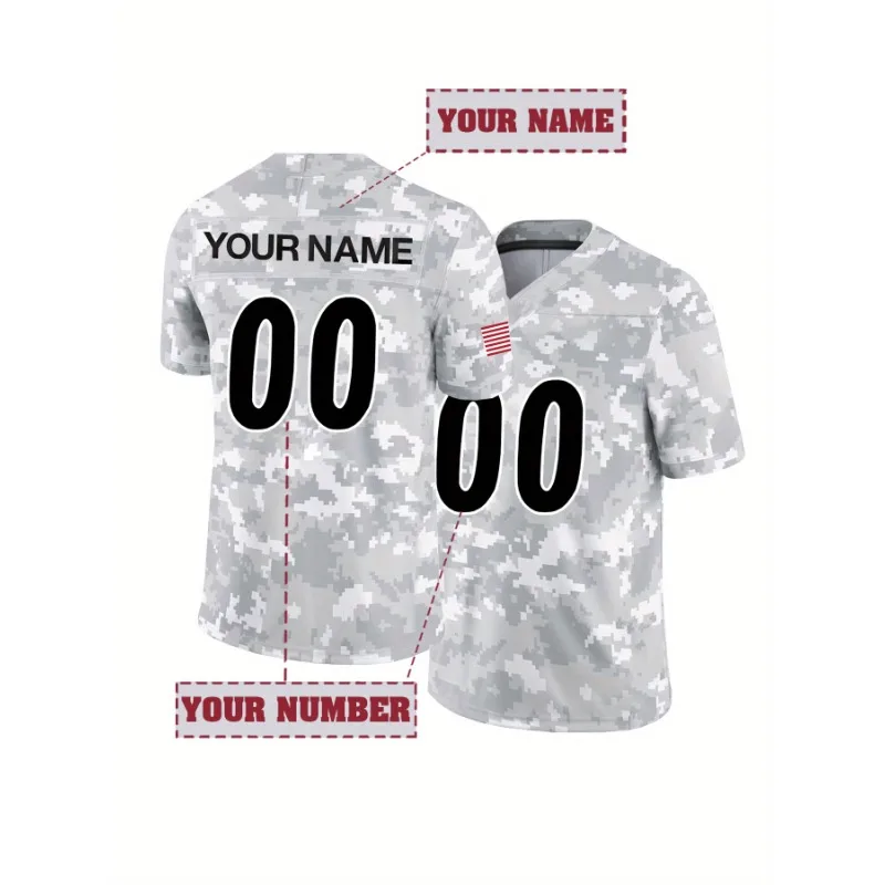 

Customized Name&Number Men's Embroidered American Football Jersey Pittsburgh Camouflage Gray Personalized Short Sleeved Shirt