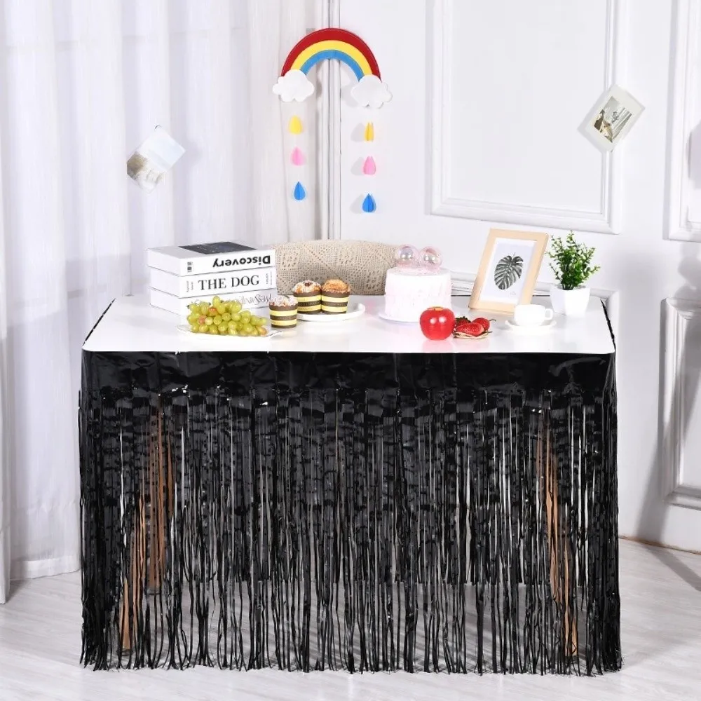 For Party Colorful Table Skirt Multicolored 275*75cm Foil Fringe Curtains Tablecloths Table Decor