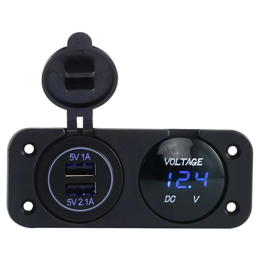 DC 12V 24V LED Digital Voltmeter Dual USB Outlet Power Socket Panel 3.1A Charger for Car Boat Marine Rv Truck ATV Caravans