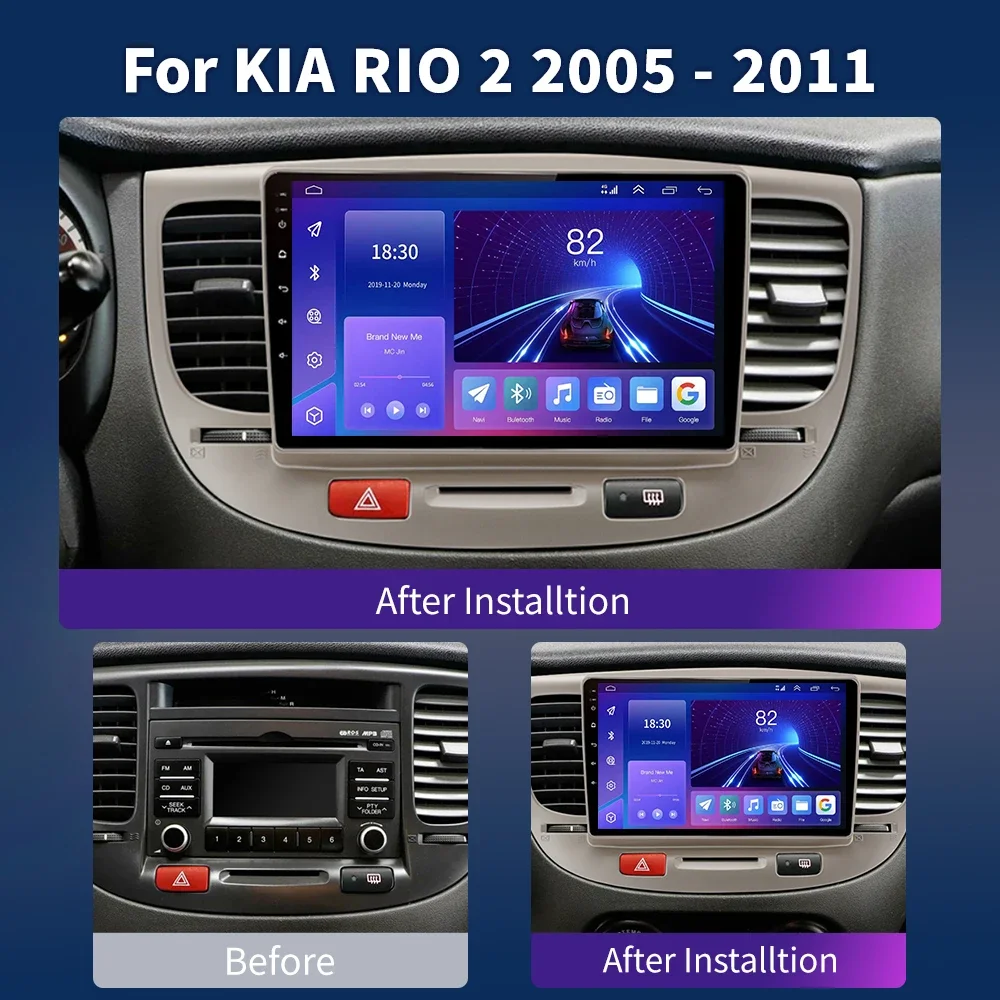 For Kia RIO 2 RIO2 2005 - 2011 Car Radio Multimedia video player for Kia RIO 2 GPS No 2 din Android 13 Auto stereo 4GB+64GB