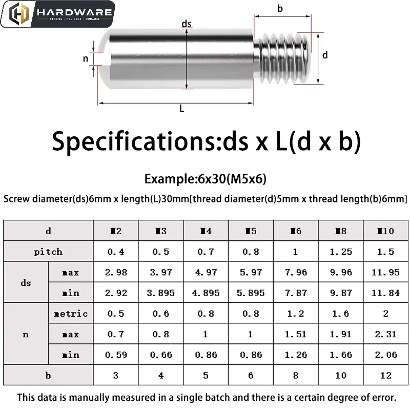 304 Stainless Steel Slotted Dome External Thread Cylindrical Pin Locating Pin Shaft M2m3m4m5m6m8m10 Locating Pin Screw Bolt