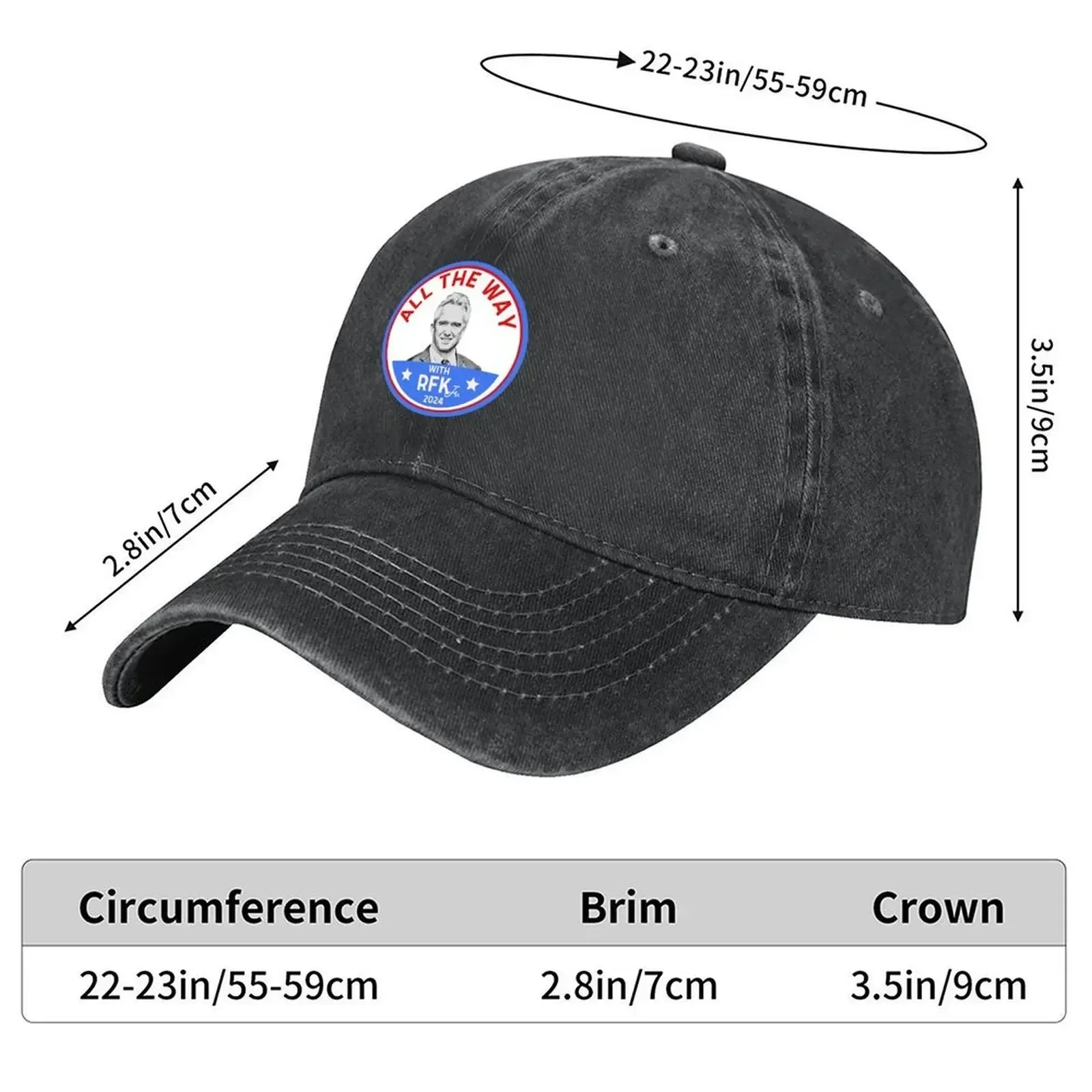 New All the Way with RFK Jr President 2024 Baseball Cap |-F-| derby hat sun caps birthday Hats For Men Women's
