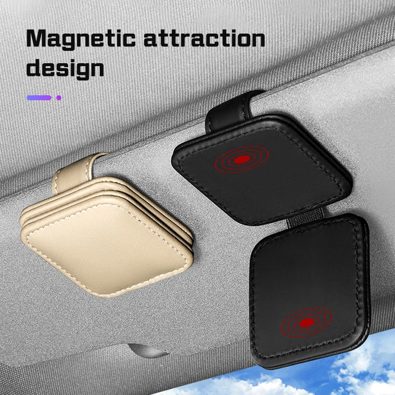 

Car Interior Sun Visor Glasses Clip Magnetic Leather For Volvo S90 XC40 XC90 Tesla Honda HRV CRV Accessories Sunglasses Holder