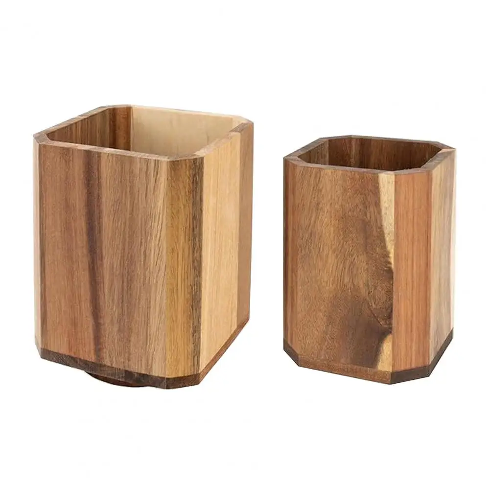 

Kitchen Utensil Organizer Wooden Utensil Holder Wood Utensil Holder Rotating Countertop Organizer with Non-slip for Spatulas