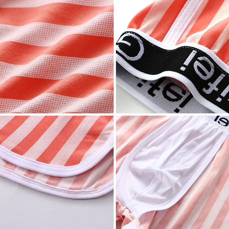 Summer Men Loose Arrow Panties Sexy Striped Trendy Underpants Comfortable Breathable Underwear Boxers Calzoncillos Hombre Shorts