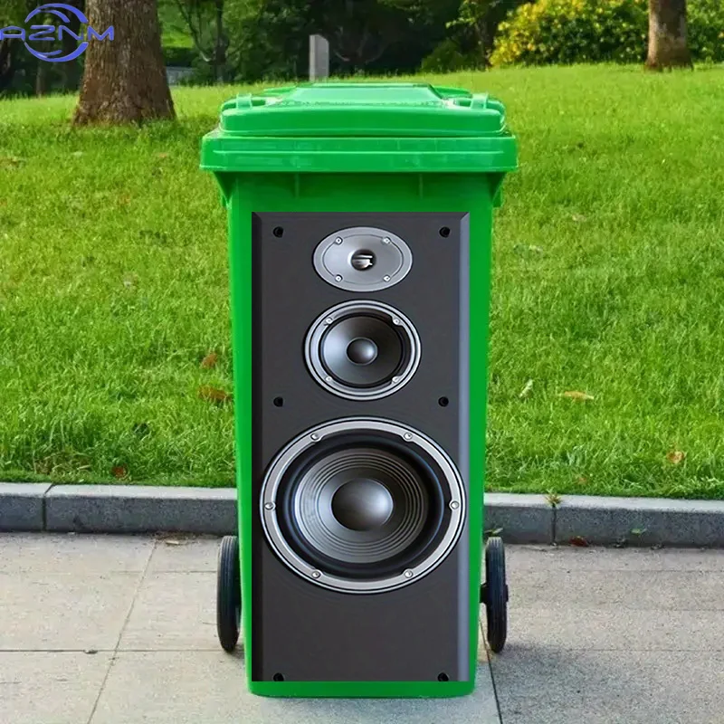 1 Listening Speaker Trash Can Sticker - Modern Self-Adhesive Removable Decorative Sticker, High-Quality Paper Realistic Speake