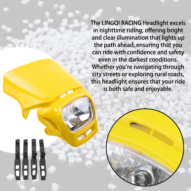 LYNNCHI Motorcycle Parts Headlight LED Light Fairing Wick Headlamp For Pit Dirt Bike Motocross Off Road Enduro Accessories - view 5