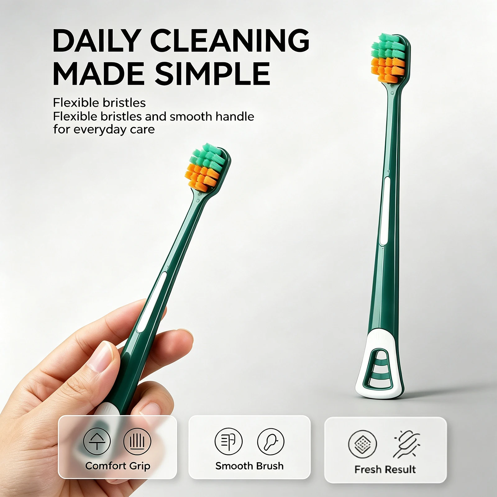 Soft Toothbrush 2 Pack Slim & Wide Head Gentle Clean Remove Plaque Gum Care Fresh Breath Daily Oral Hygiene