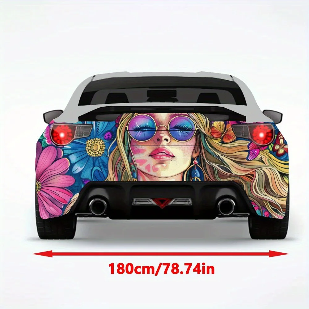 Bohemian_Lady_Flower_Pattern Car Sticker-Vinyl Decal for Car Rear, Waterproof Self-Adhesive Vinyl Stickers for Vehicle Tail & Bu