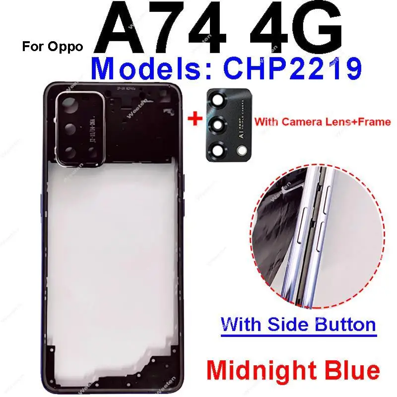 Middle Housing For OPPO A74 4G A74 5G Middle Frame Bezel Cover with NFC Side Button Camera Lens Frame Parts