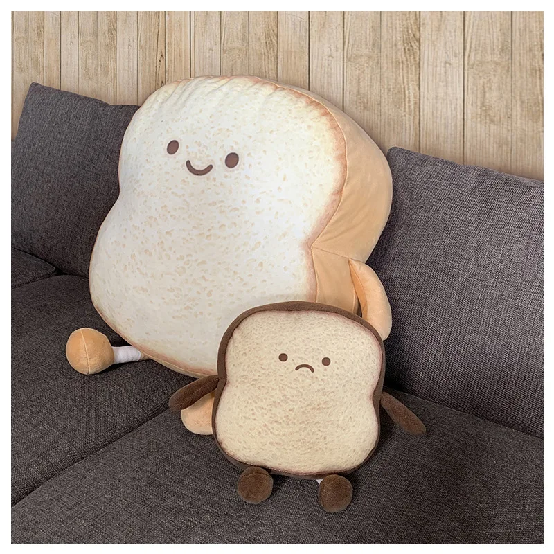 Simulation Toast Bread Pillow Doll Expression Bag PP Cotton Filling Super Soft Short Plush Cushion Back Pillow Long Pillow