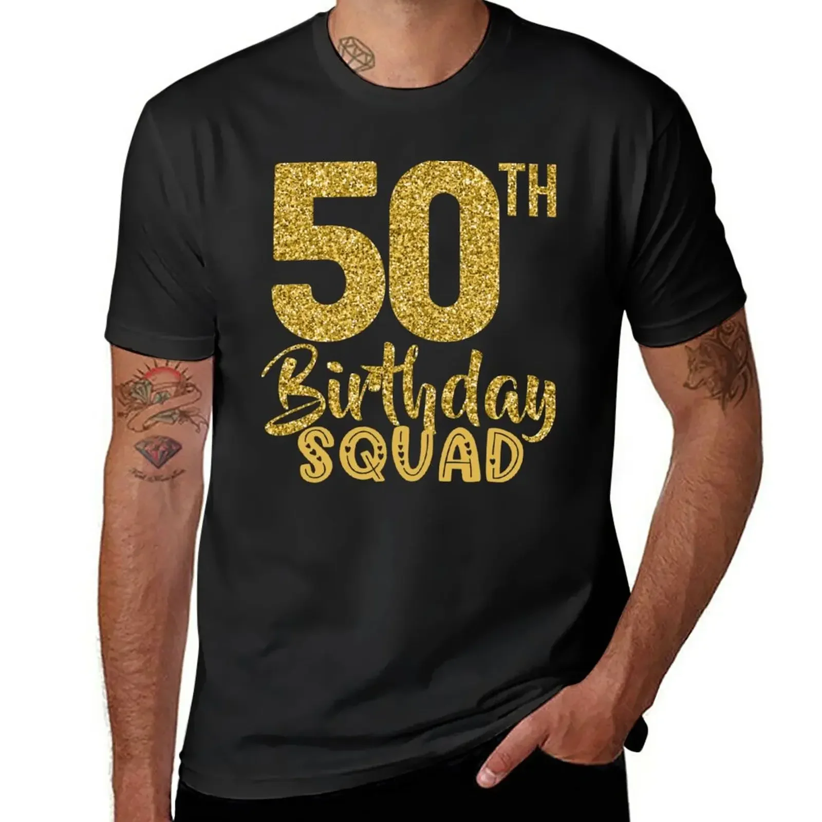 50th Birthday Squad Party Bday Yellow Gold T-Shirt oversized anime sublime mens big and tall t shirts