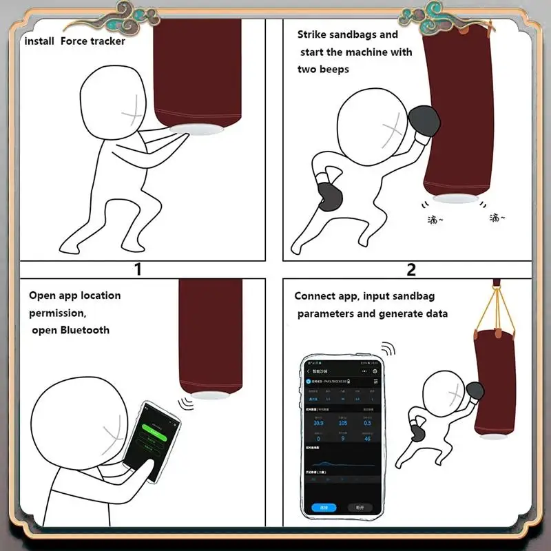 

Durable Smart Force Tracker Boxing Dynamometer Punching Bag Power Meter Speed Test Boxing Kick Sensor Dynamometer White