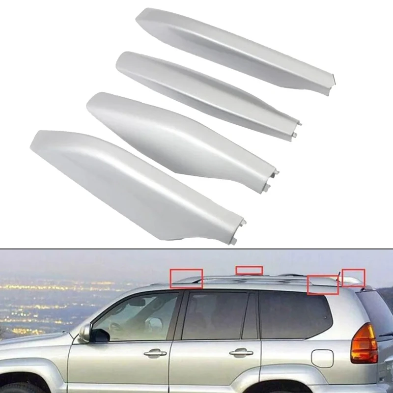 ●4pcs Car Roof Luggage Rack Cover for GX470 2003-2009 Roof Rails Roof Rack End Cap