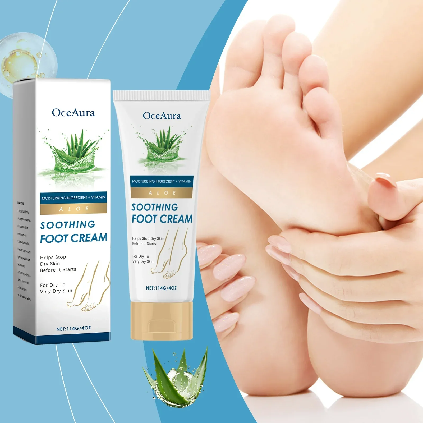 كريم الألوة فيرا لترطيب البشرة بلطف وتحمي كريم العناية بالقدم الجافة والخشنة