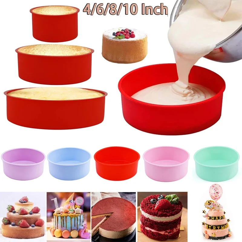 4/6/8/10 Inch Round Rectangle Silicone Mould Baking Pan Pastry Muffin Cake Mold Baking Accessories Silicone Molds