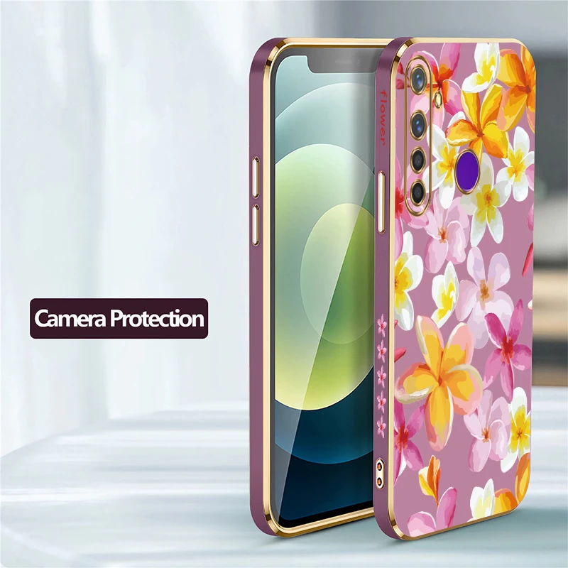 حافظة هاتف ناعمة لهاتف OPPO Realme X X7 Pro GT Master Neo 3 2 Pro V25 V13 V5 Q5 Q3i Note 60 غطاء مطلي بنمط زهرة السيليكون #5