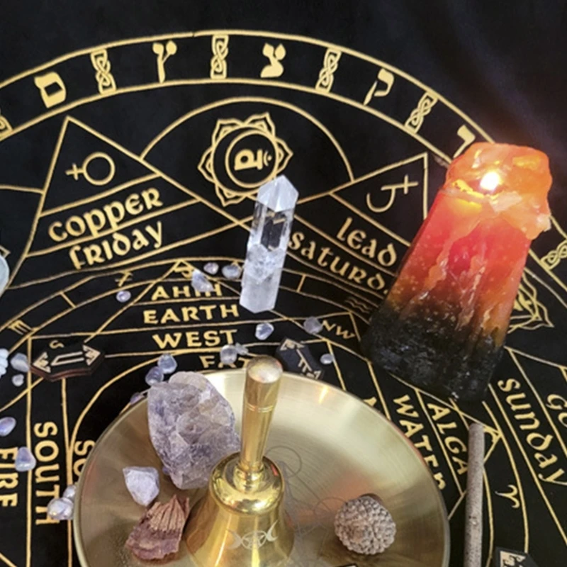 77HC Astrologie Pentagramm Kerzenständer Tischaltar Teller Kerze Kachel Wahrsagerei Wicca Zubehör Kerzenhalter Ritual Tablett