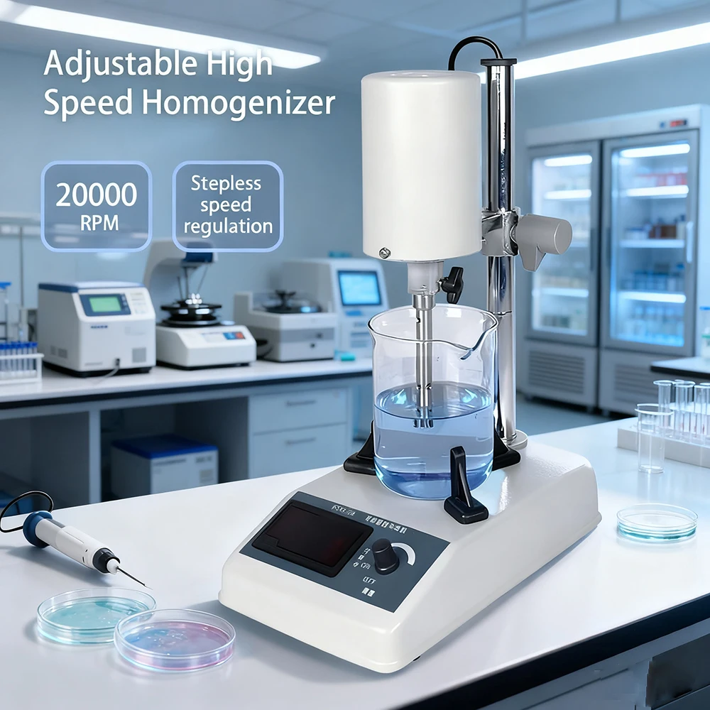 

185W Adjustable High-Speed Homogenizer Laboratory Homogenizer Digital Display Emulsifying Electric Mixer Crusher For School