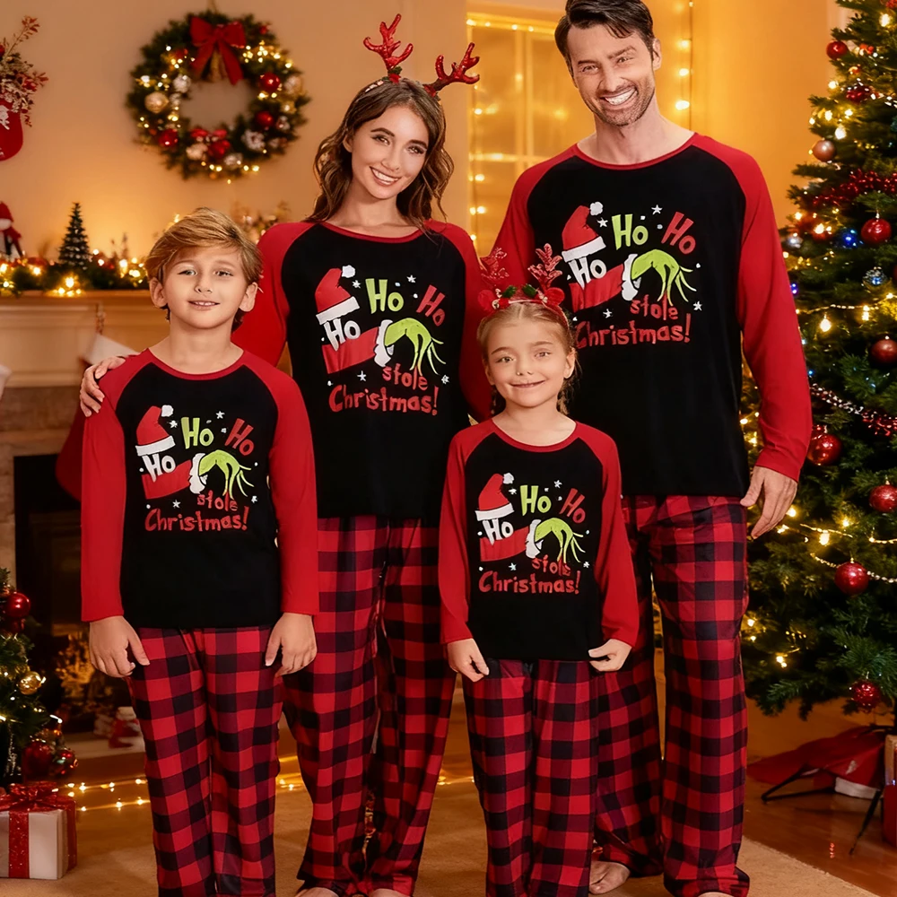 Christmas plaid Family Matching Outfits Xmas Casual Sleepwear sets Dad son Mom And Daughter 2pcs/sets Pajamas Set Baby Rompers c