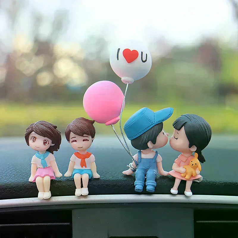 Car Accessories Cute Cartoon Couple Movable Doll Balloon Ornaments Car Cute Kissing Couple Doll Car Decoration Balloon Ornaments
