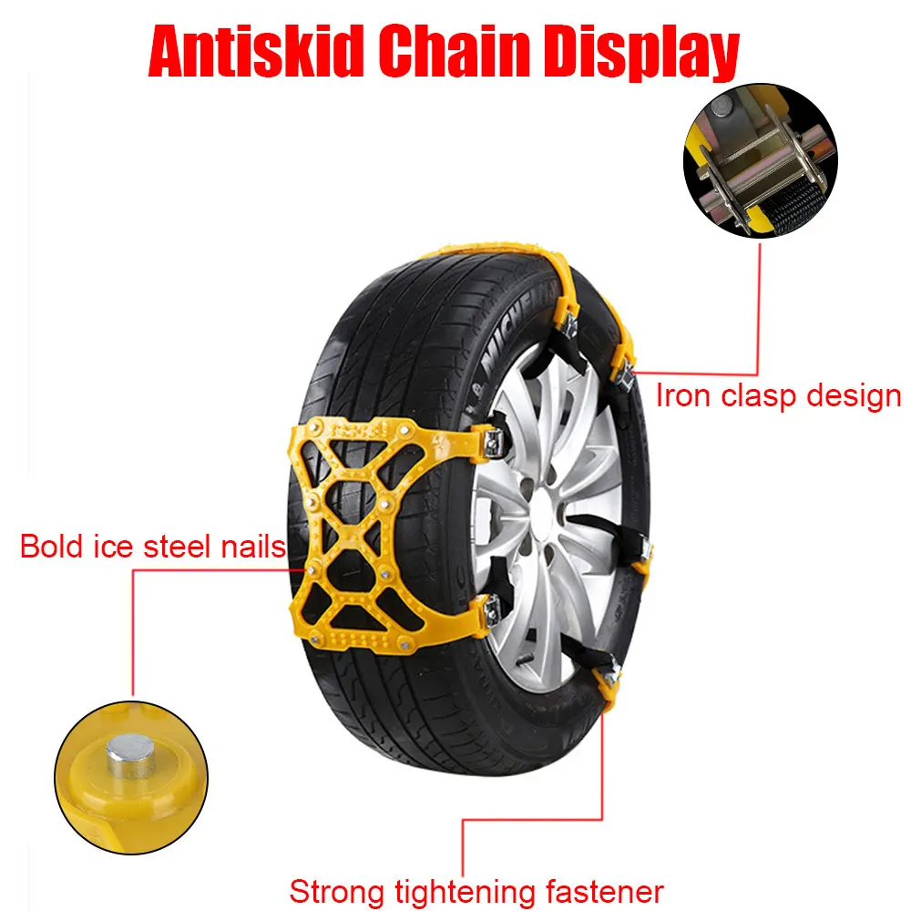 1 Piece Thickened Emergency Tool For Mud Ice Roadway Double Buckle TPU Wheel Snow Chains Car Tire Anti-skid Chain Adjustable