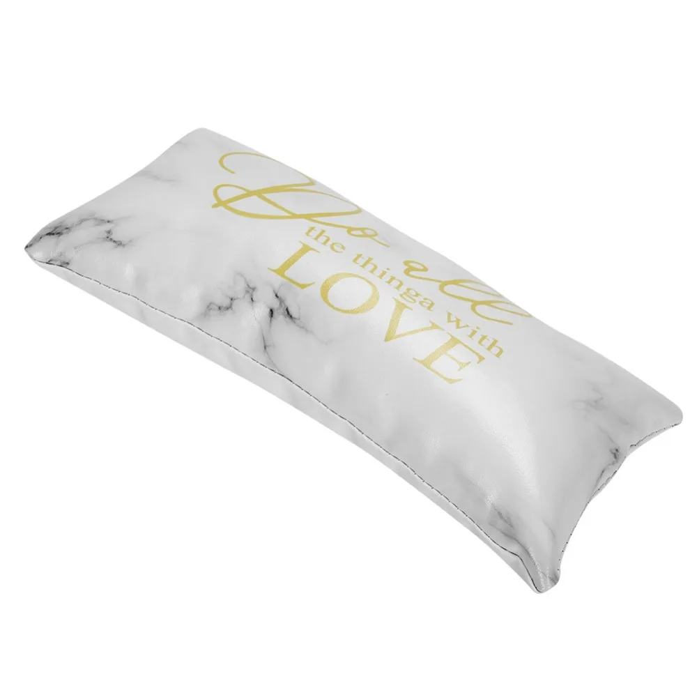 Comfortable Foldable Hand Rest Cushion PU Leather Soft Mat Nail Hand Pillow Marble Print Nail Art Cushion For Manicure Use