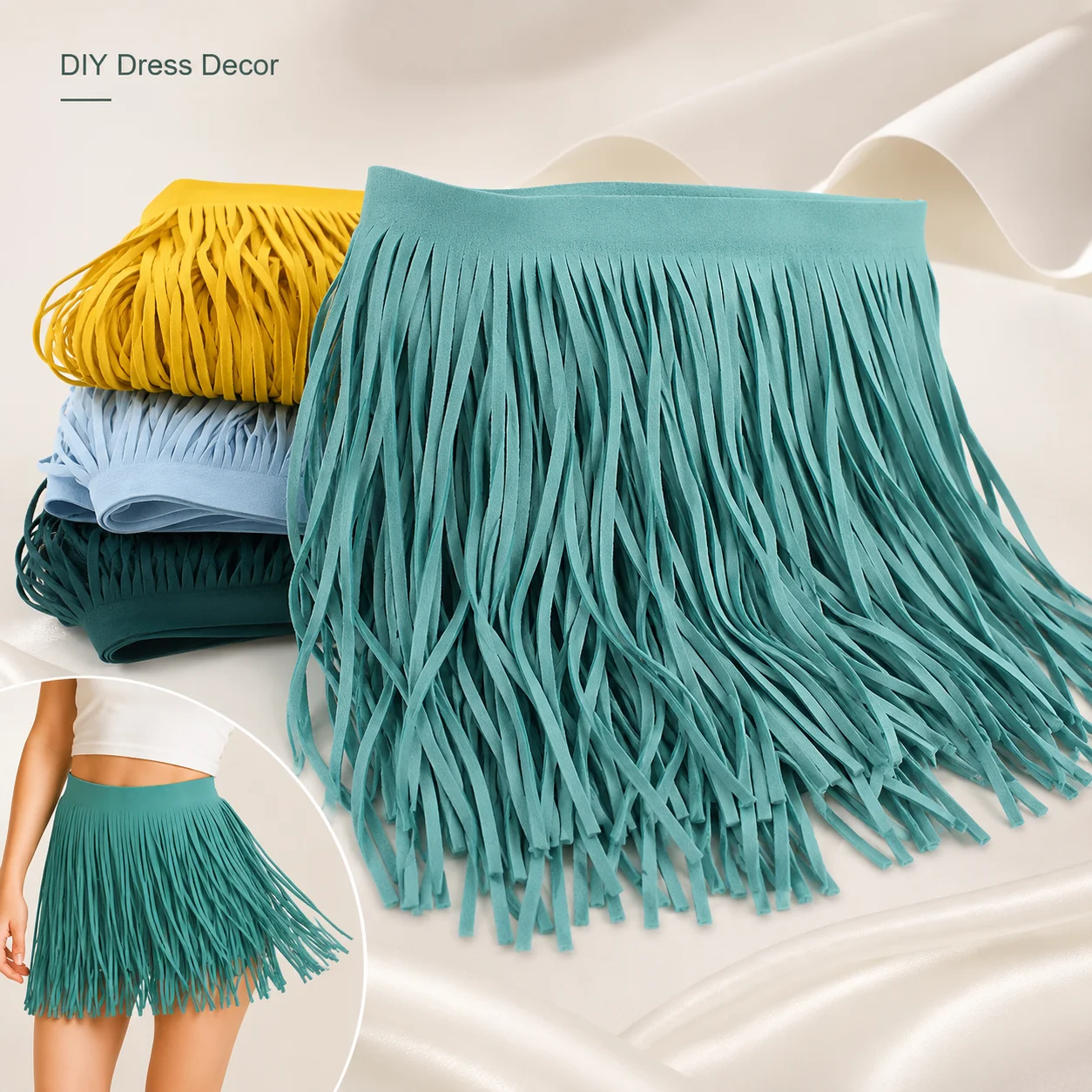 Meetee 5M Wildleder-Quastenborte 10-30cm Vorhang-Kleidungs-Spitzenborte Bandband Kleidung Tasche Dekorative Verzierung DIY Nähzubehör