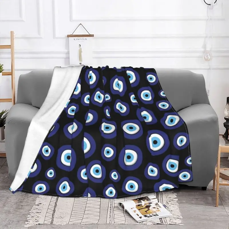 Greek Amulet Evil Eye Pattern Blanket Warm Fleece Soft Flannel Nazar Lucky Charm Throw Blankets for Bedding Couch Home Spring