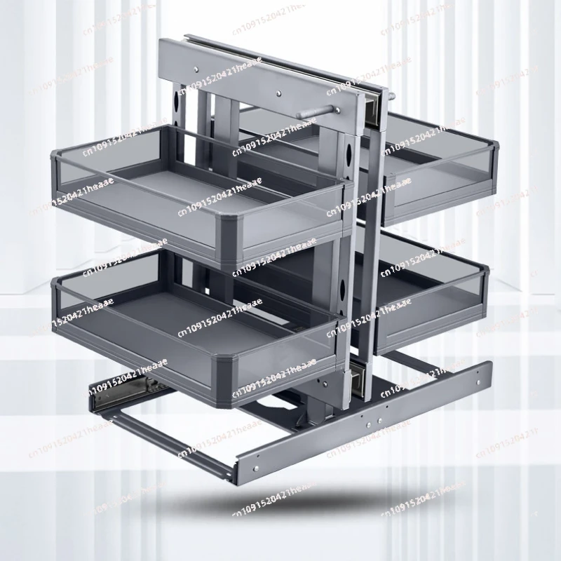 Suitable forDrawer Style Storage Rack Cabinet Corner Pull-out Basket Kitchen Tempered Glass Seasoning Basket