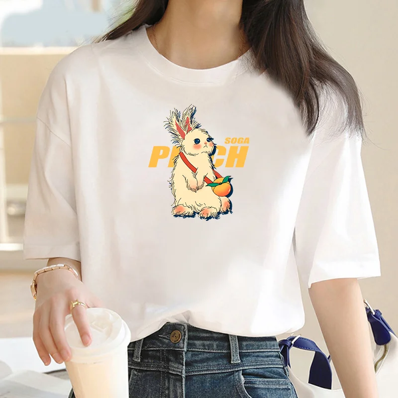 Satchel Bunny cartoon T-shirt Ladies summer crewneck Street vintage y2k casual short-sleeved sporty aesthetic T-shirt