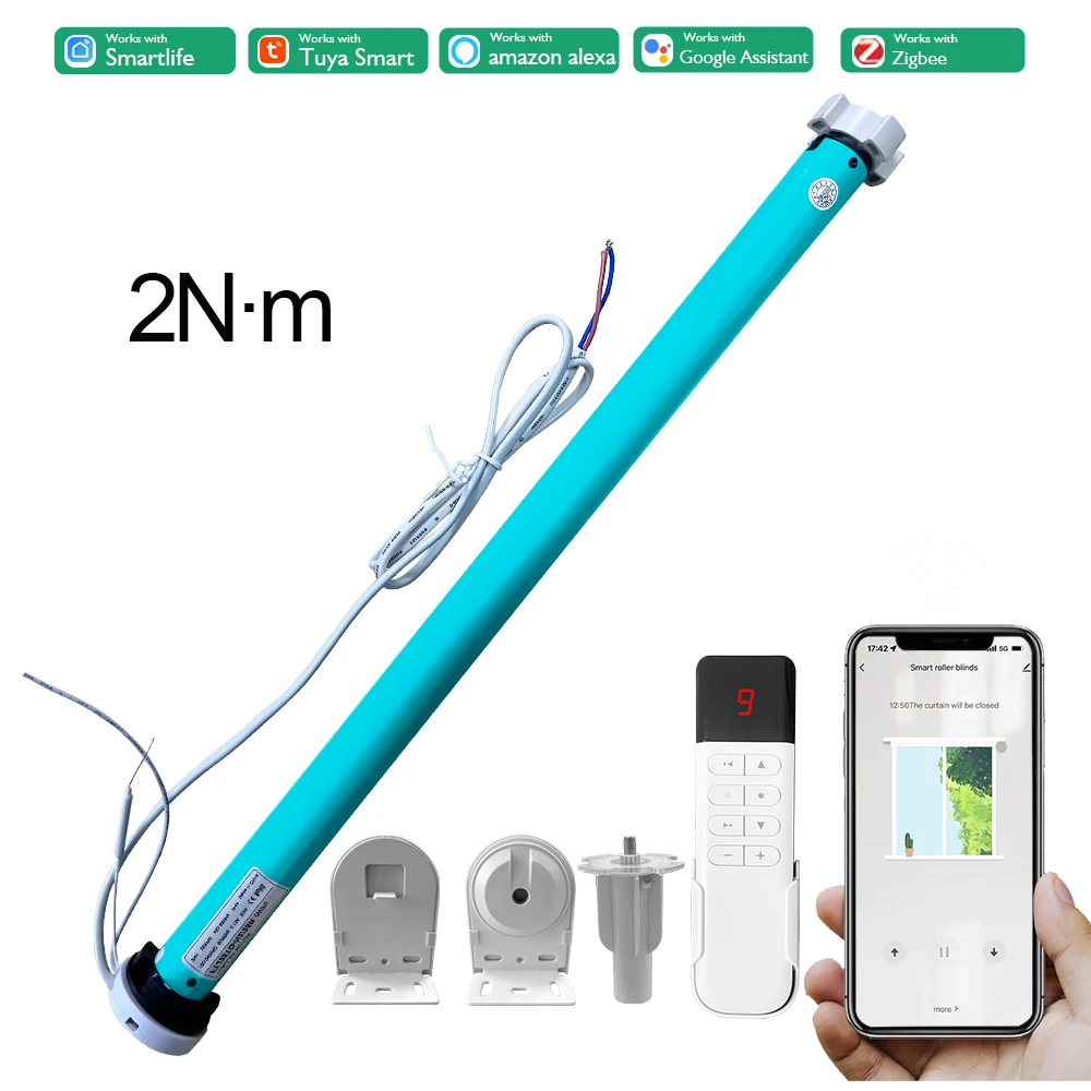 2N AC100-240V Tuya Zigbee Smart Roller Shade Blinds Motor for 37 38mm Tube Smart Life App Alice Alexa Google Home Voice Control
