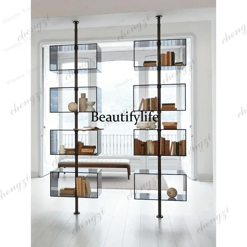 Y136 Storage Stainless Steel Partition Shelf Bookshelf Acrylic Locker Screen Display Stand