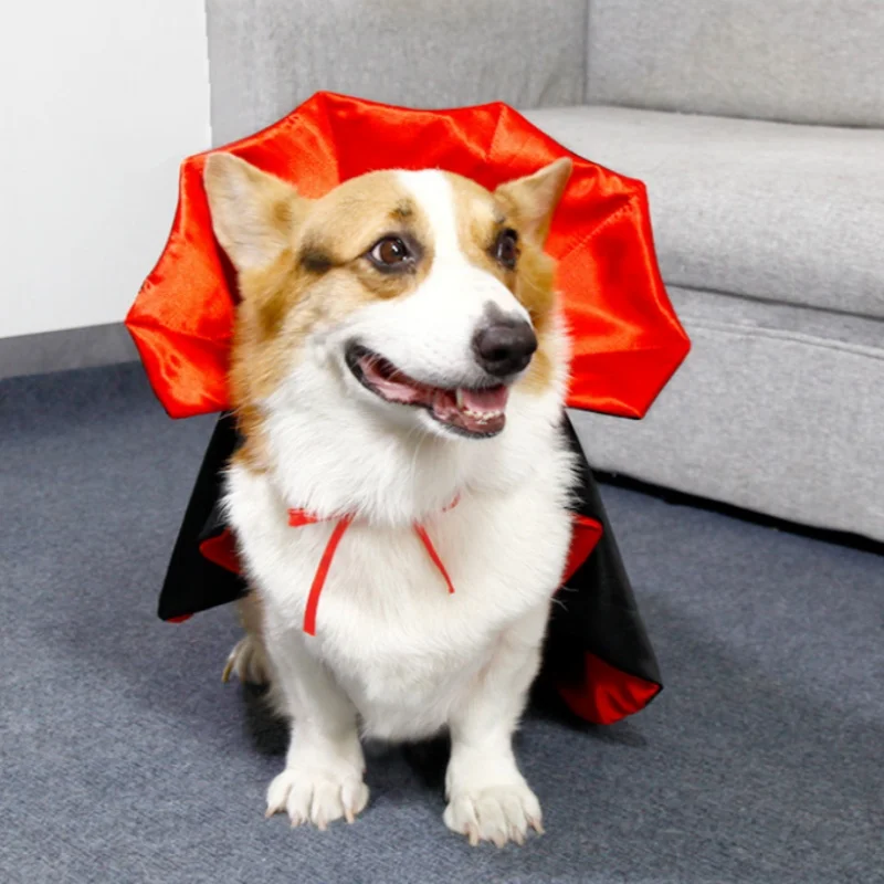 Halloween Pet Costumes Cosplay Vampire Cloak For Small Medium Dog Cat Puppy Dress Red Black Pet Clothes Cat Accessoties Gift