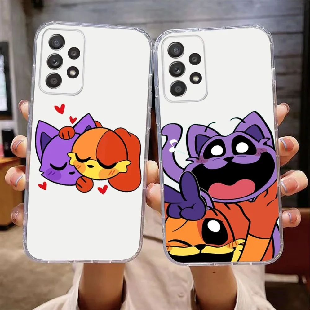 

Cute Catnap and Dogday Couple Phone Case For Samsung Galaxy A71,70,52,51,40,31,A50,30S,21S,Note20ultra Transparent Cover