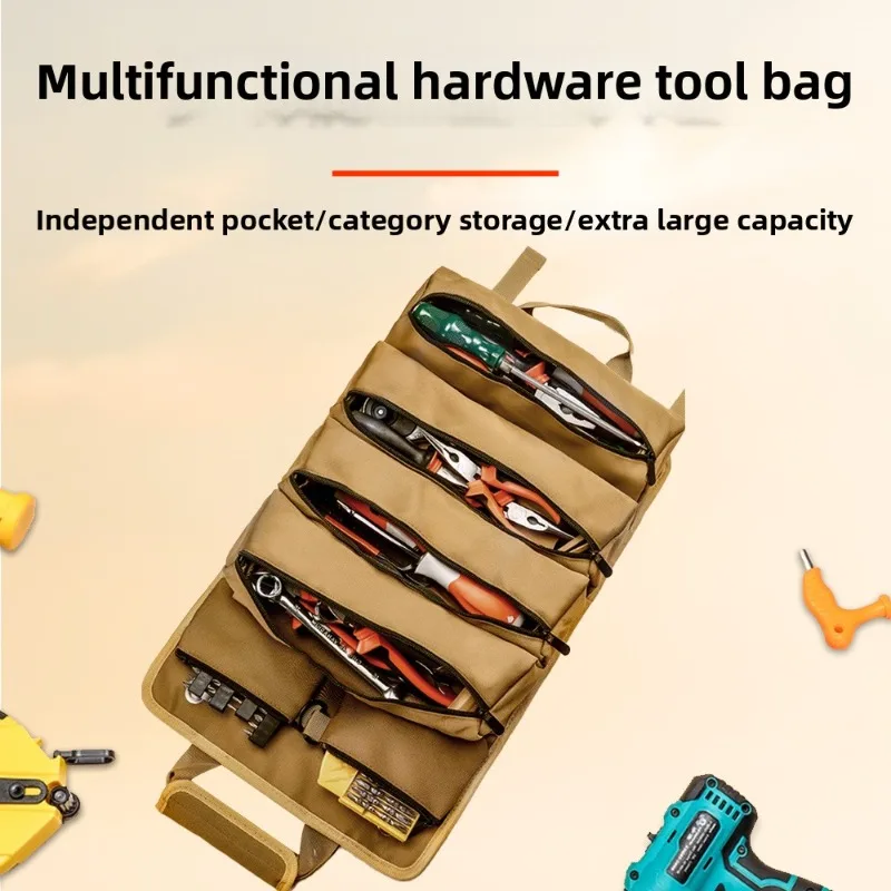 

Hardware Electrician Woodworking Tools Waterproof Shockproof Hardware Electrician Woodworking Portable Rolled Toolkit