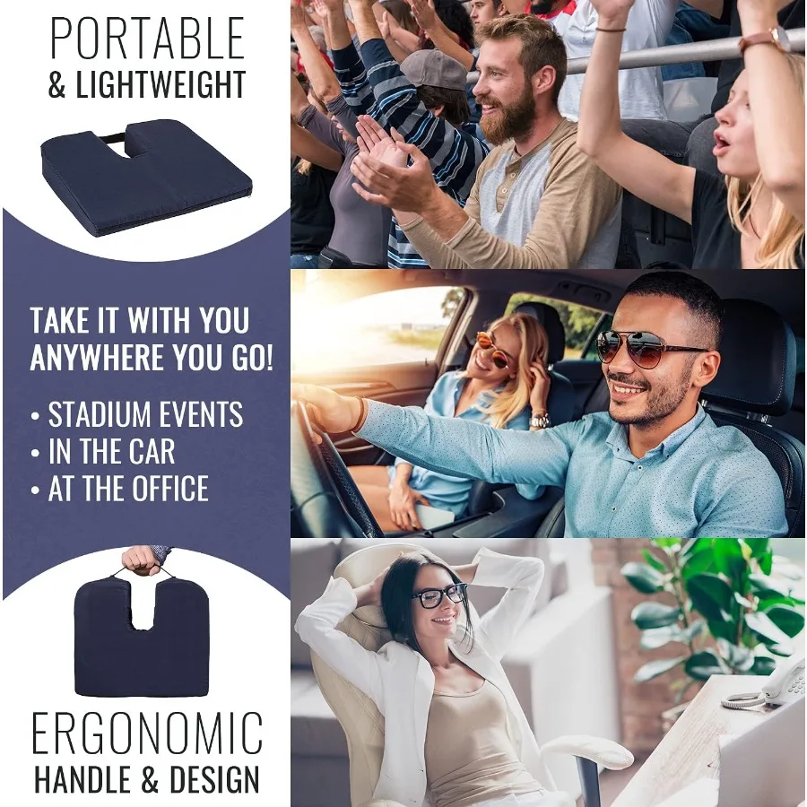 Almofada de assento de inclinação gradual DMI para alívio da dor de cóccix, ciática e coxis, projetada para uso com cadeiras de sala de jantar, cadeira de mesa