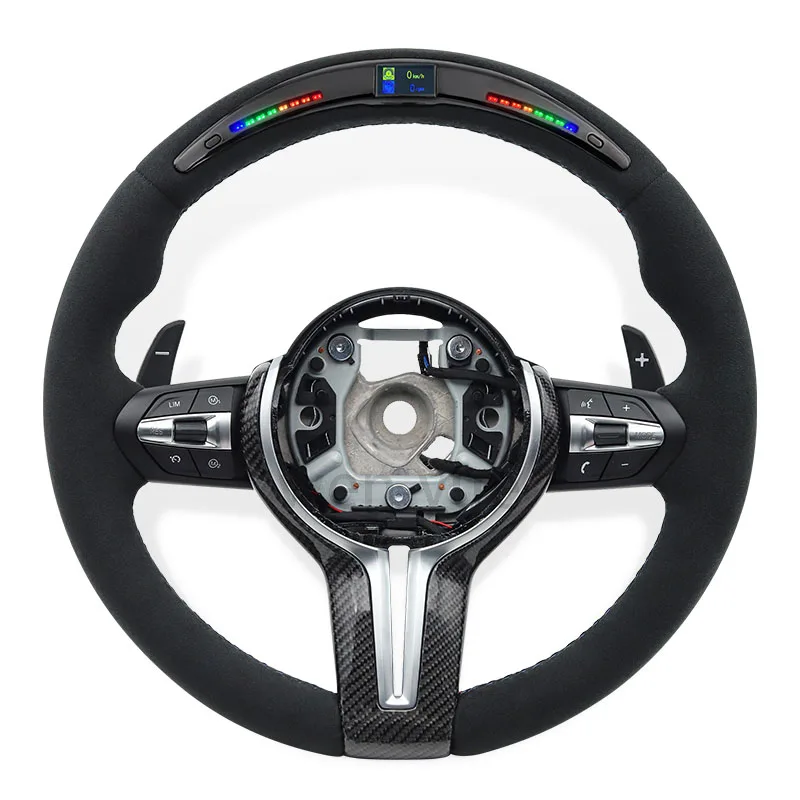 LED Sude Steering Wheel For BMW M3 M5 M6 F07 F10 F11 F18 F20 F06 F12 F13 F01 F02 F03 F30 F90 F91 F92 F93 E90 E91 E92 E93 E70