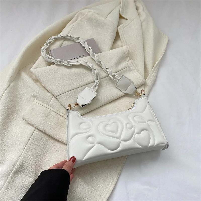 Quilted Pattern  Bag, Solid Color Shoulder Bag, All-Match Zipper Bag