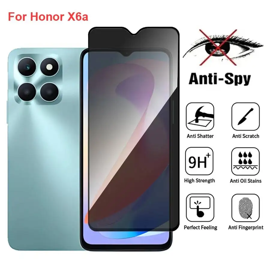 

Honor X6a WDY-LX1 Anti Spy Privacy Tempered Glass Protector Compatible For Honorx6a Full Cover Screen Phone Film
