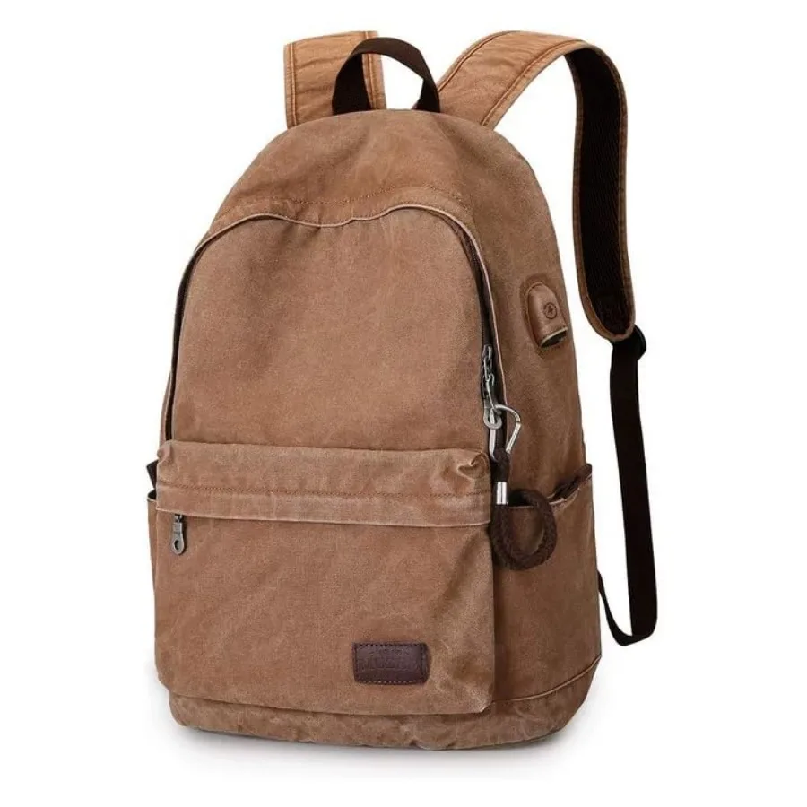 

Canvas Backpack for Women and Men, Lightweight Classic Laptop Backpack with USB Charging Port for School, Travel and Daily Use