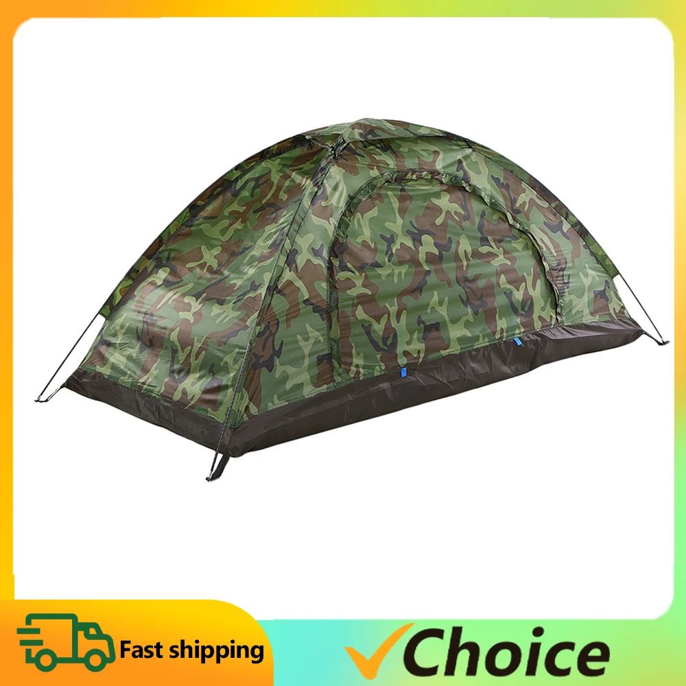 Camping Tent for 1 Person Single Layer Waterproof Outdoor Portable Camouflage Travel Beach Tent for Outdoor Travel Hiking