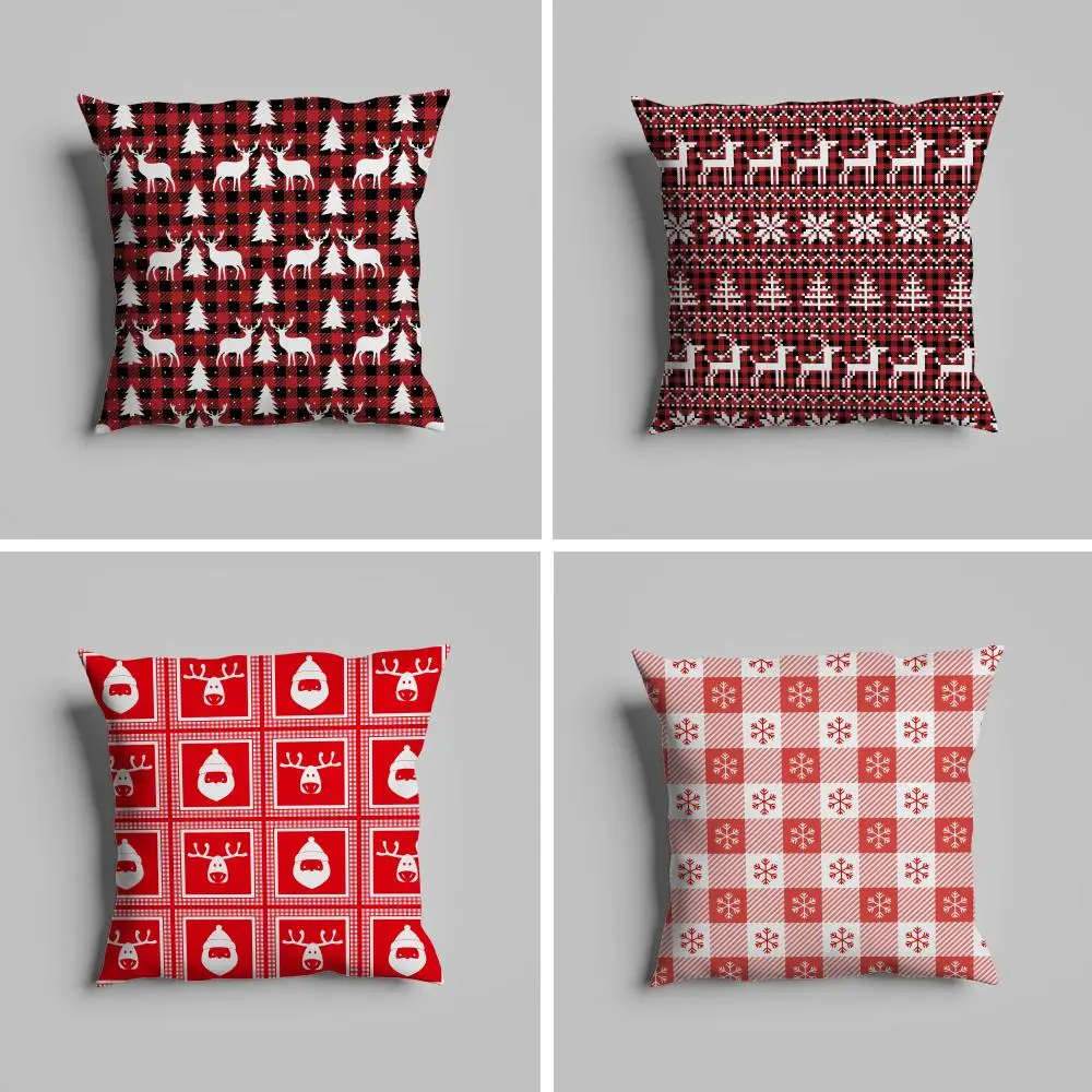 

Christmas Striped Plaid Printed Red Pillow Case luxurious home office, sofa decorative Multi sized car seat cushions,pillowcases