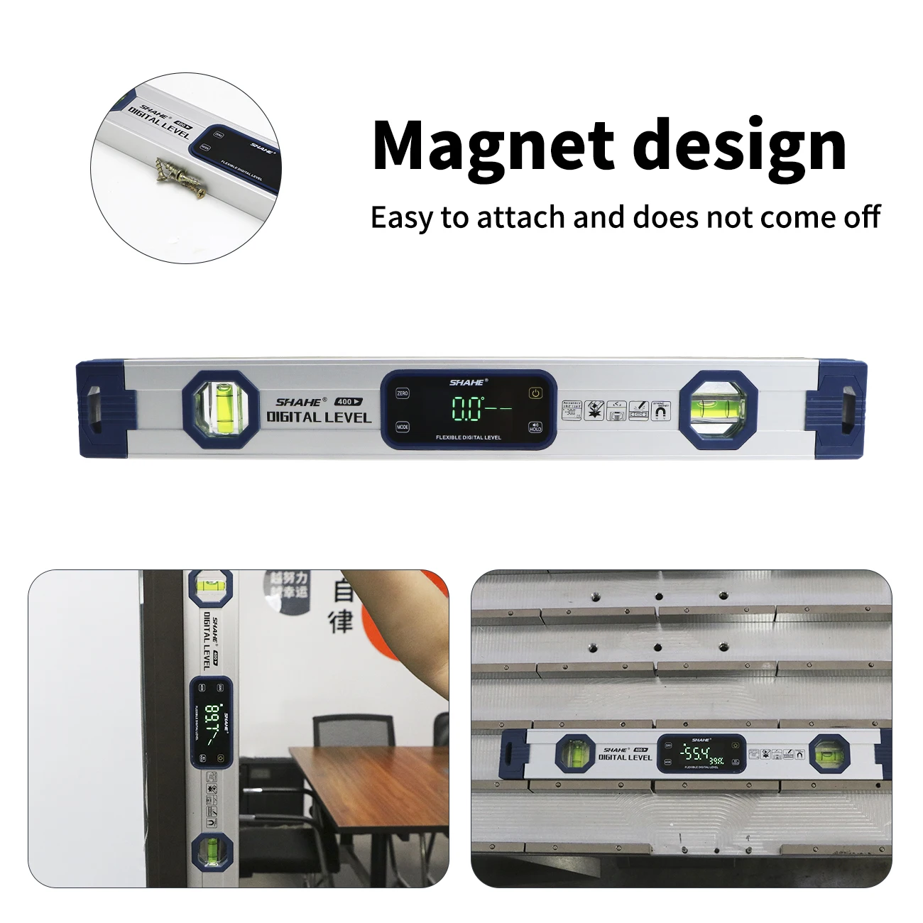 เครื่องวัดมุมแบบฟองอากาศ SHAHE อิเล็กทรอนิกส์, เครื่องวัดมุมแบบฟองอากาศพร้อมฐานแม่เหล็กและไฟส่องสว่าง