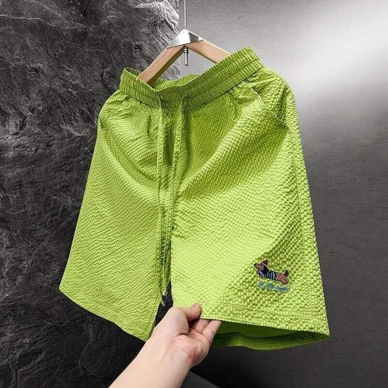 

Ice Silk Cool Feeling Sausage Dog Four-Part Shorts Men's Summer Thin Dopamine Sports Quick Dry Beach Five-Part Mid-Pants