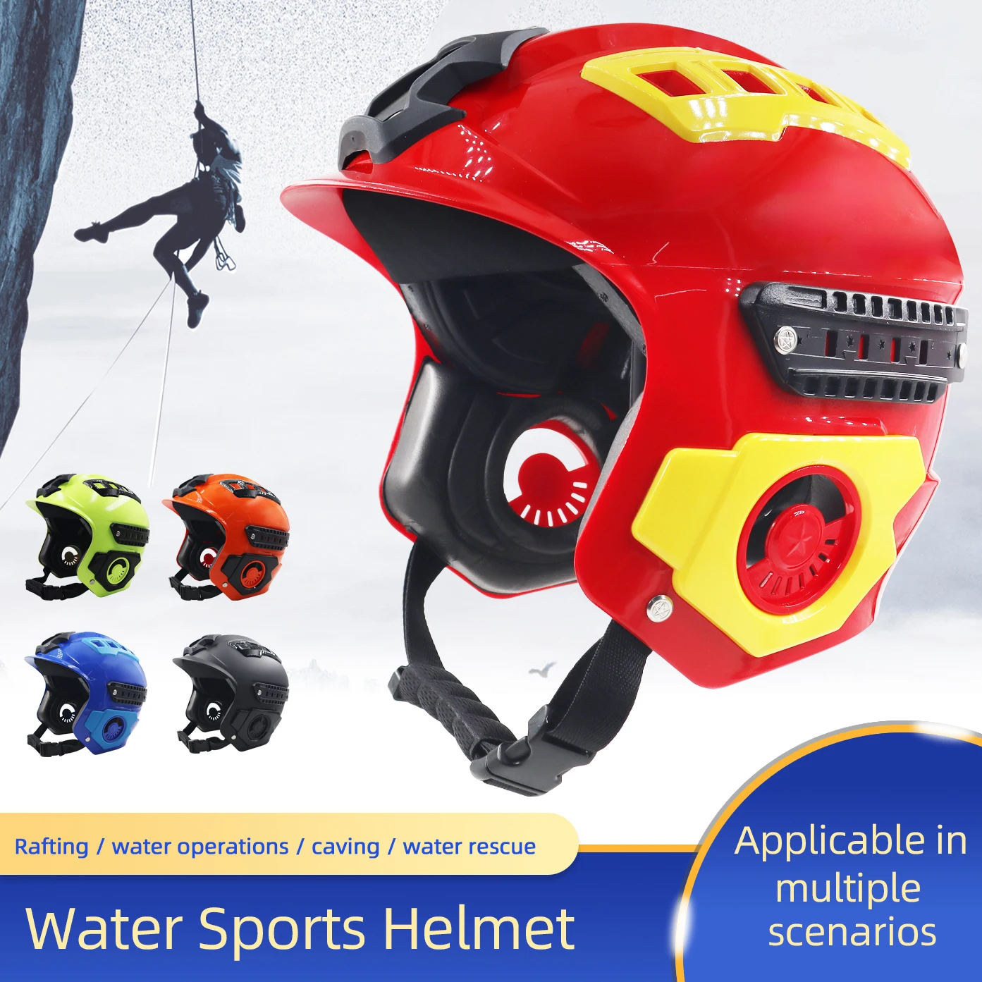 Outdoor Water Rescue Helmet Shockproof Buffer Ventilation Breathable Adjustable Head Circumference Multifunctional Fixed Base