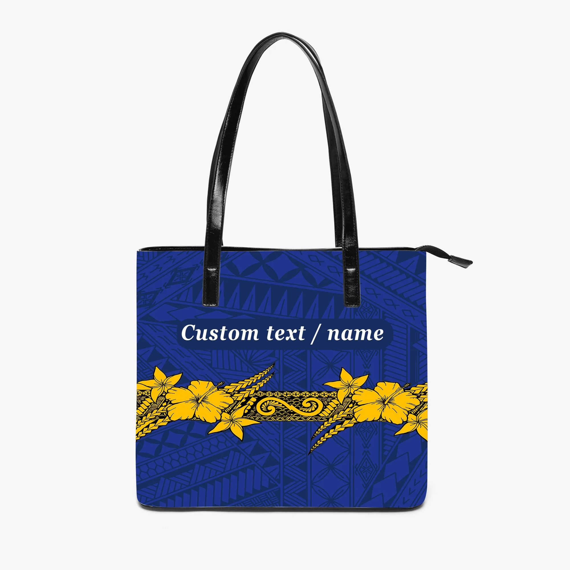 

Large Capacity Handbag Travel And Office Use Portable Storage Bag Polynesian Vintage Artistic Pattern Custom Text Printing
